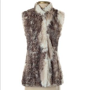 Cabi brown and white Aspen Fur Vest Medium